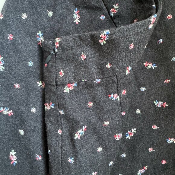 Odille Anthropologie dark gray floral cotton pencil skirt size 14 - Picture 4 of 6